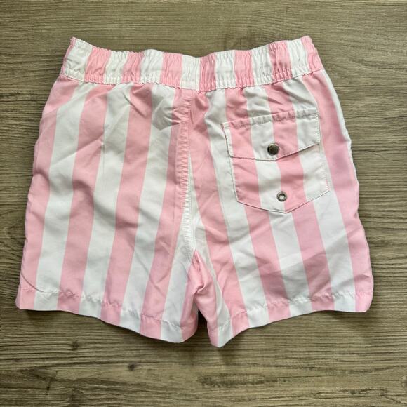 Janie & Jack Swim Boys Size 6 Striped White Pink Drawstring Pockets Summer Pool - Picture 5 of 12